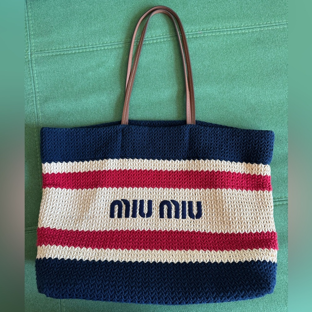 [SOLD 💔]Miu Miu Navy and Red Striped Tote Bag